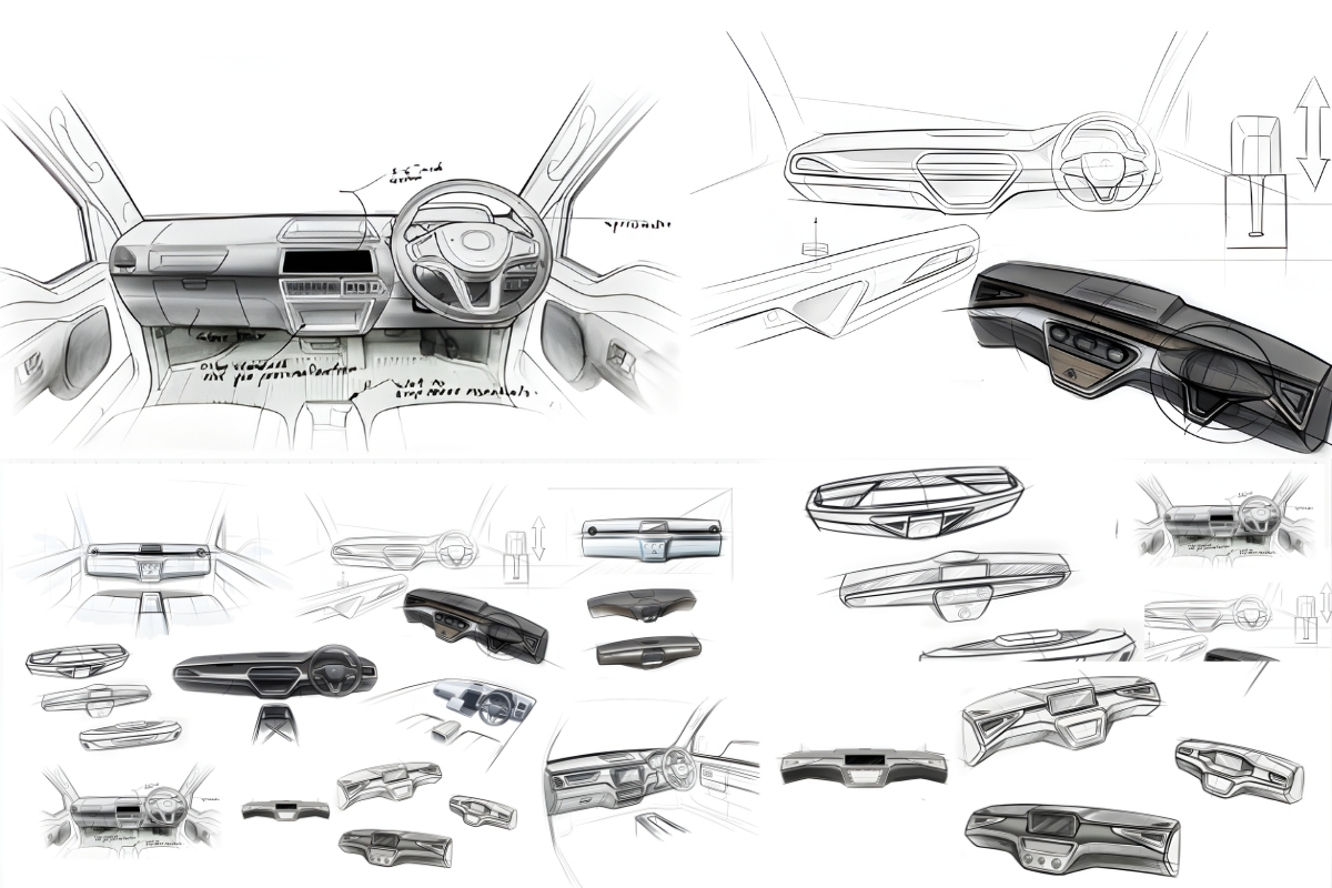 Early sketch exploration — over 200 sketches across three design directions